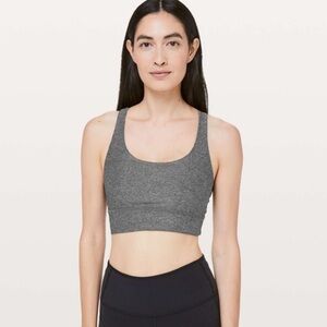 Lululemon Heather Gray Bring the Energy Strappy Long Line bra Size 6